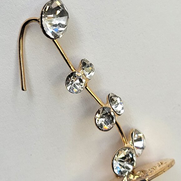 Pearl and Crystal Dangle Earrings - Picture 2 of 7